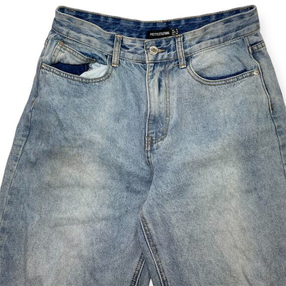 PrettyLittleThing Women’s US 6 Blue Distressed Straight Leg Denim Jeans - Picture 3 of 8